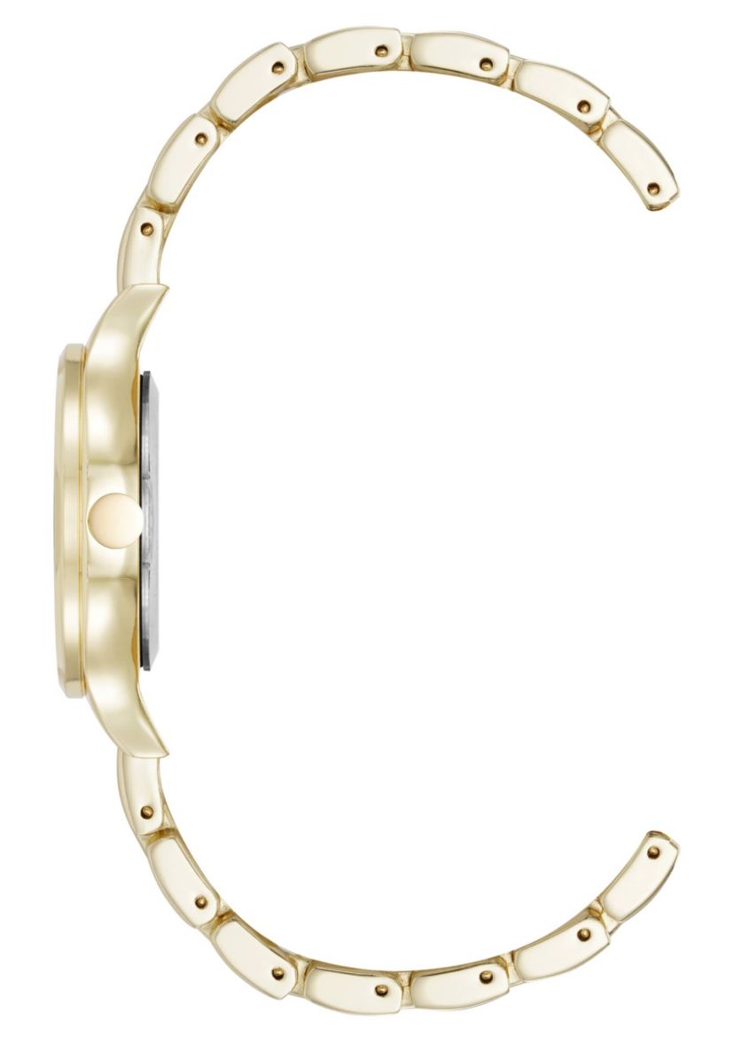 Quartz Round Gold-tone Metal Alloy Link Bracelet Watch