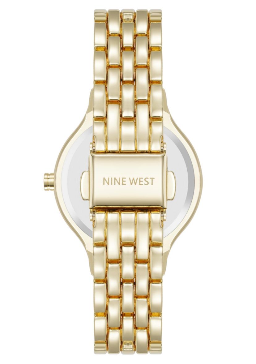 Quartz Round Gold-tone Metal Alloy Link Bracelet Watch