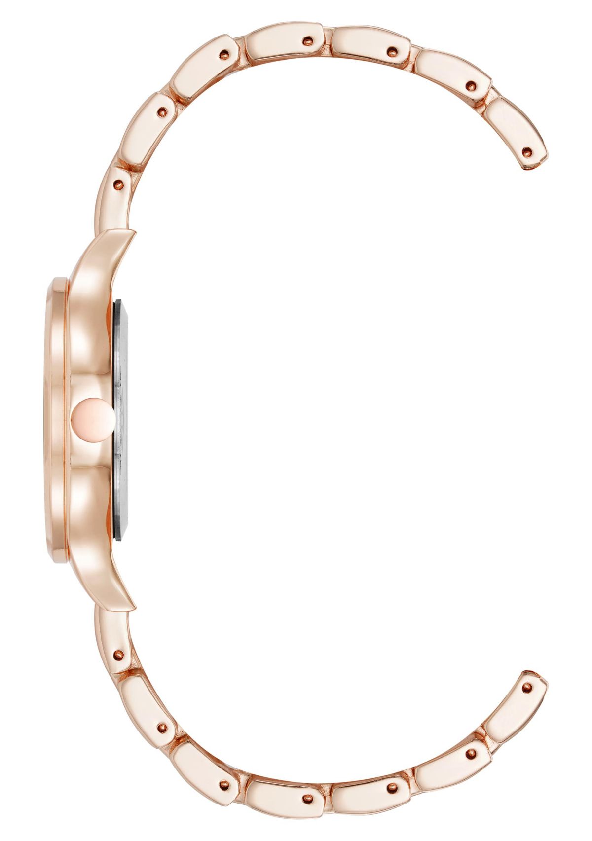 Quartz Round Rose Gold-tone Metal Alloy Link Bracelet Watch