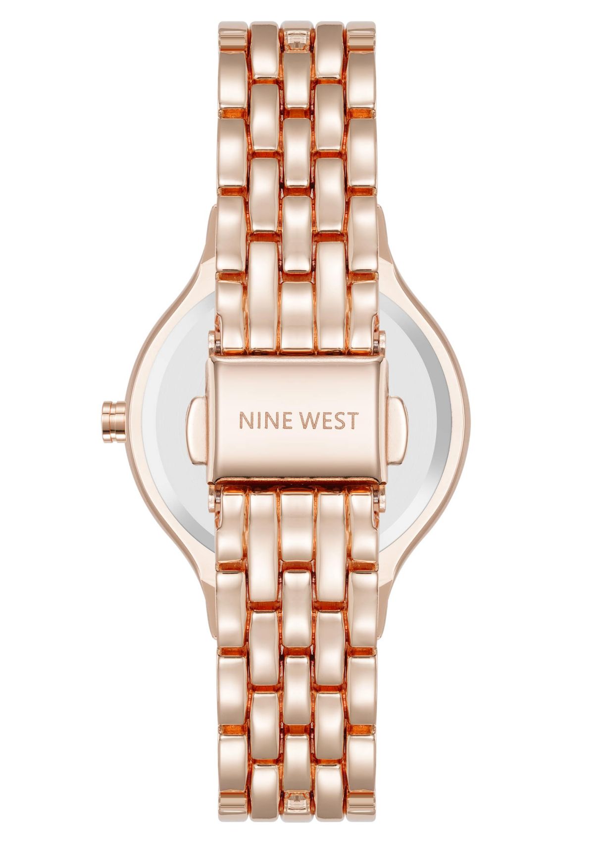 Quartz Round Rose Gold-tone Metal Alloy Link Bracelet Watch