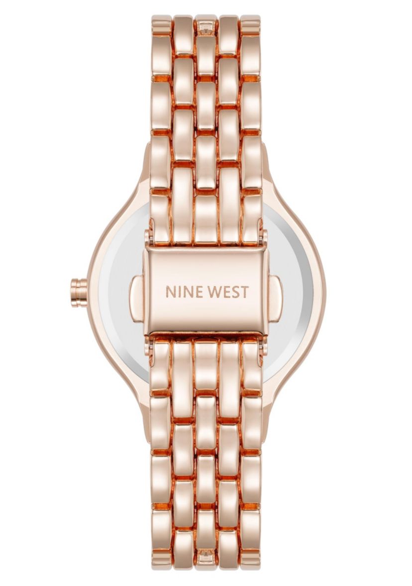 Quartz Round Rose Gold-tone Metal Alloy Link Bracelet Watch