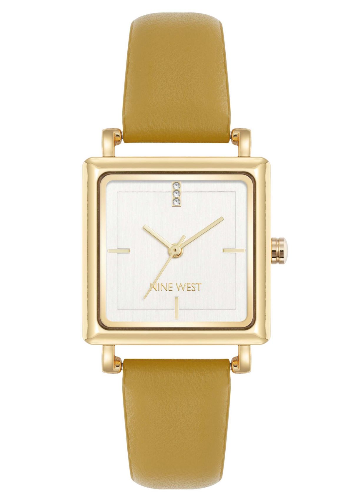 Square Marigold Faux Leather Band Watch