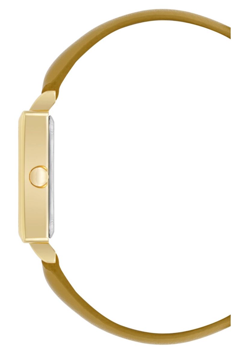 Square Marigold Faux Leather Band Watch