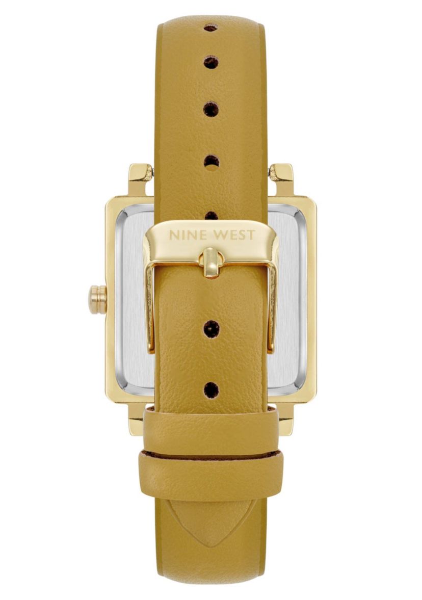 Square Marigold Faux Leather Band Watch