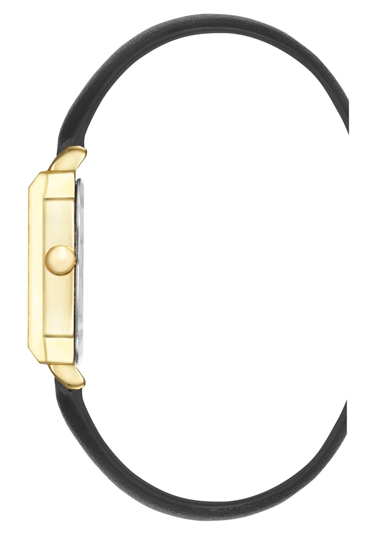 Womens Square Black Faux Leather Band Watch