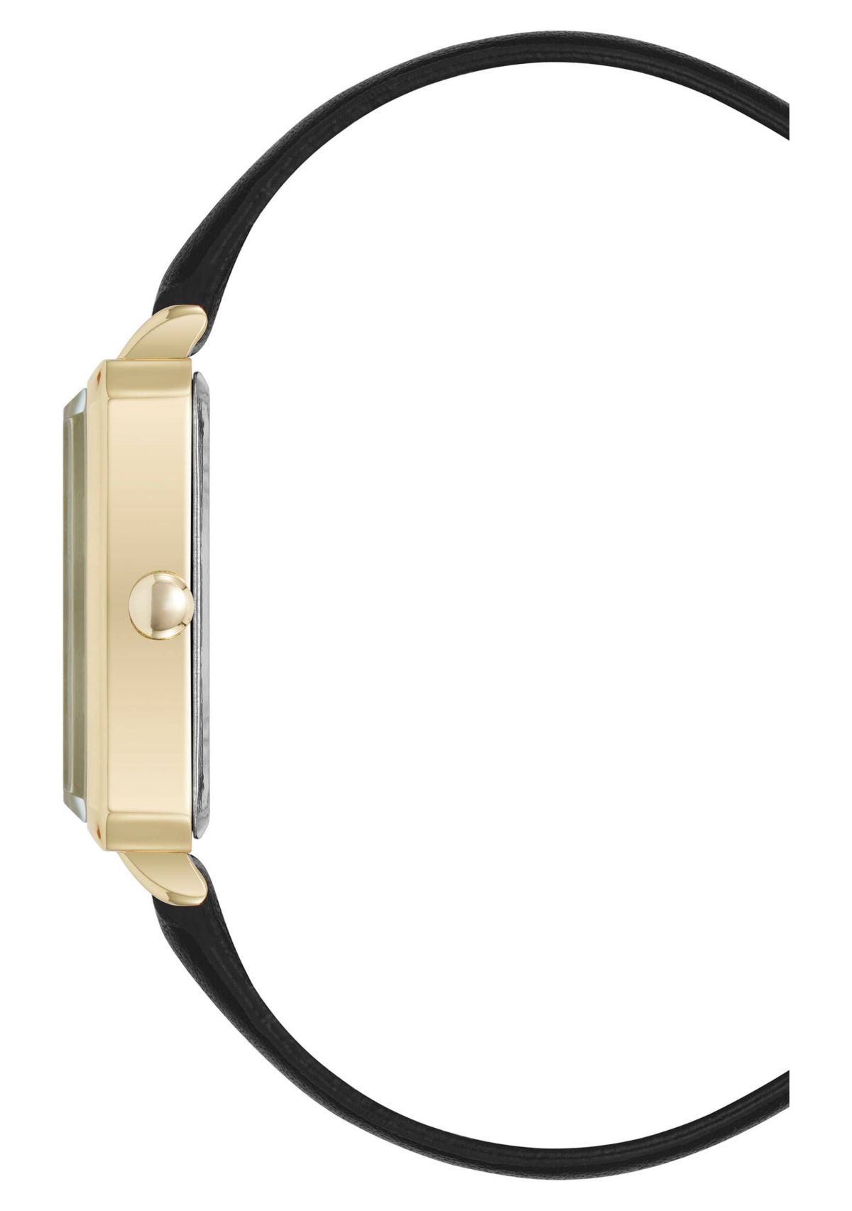 Octagonal Black Faux Leather Band Watch