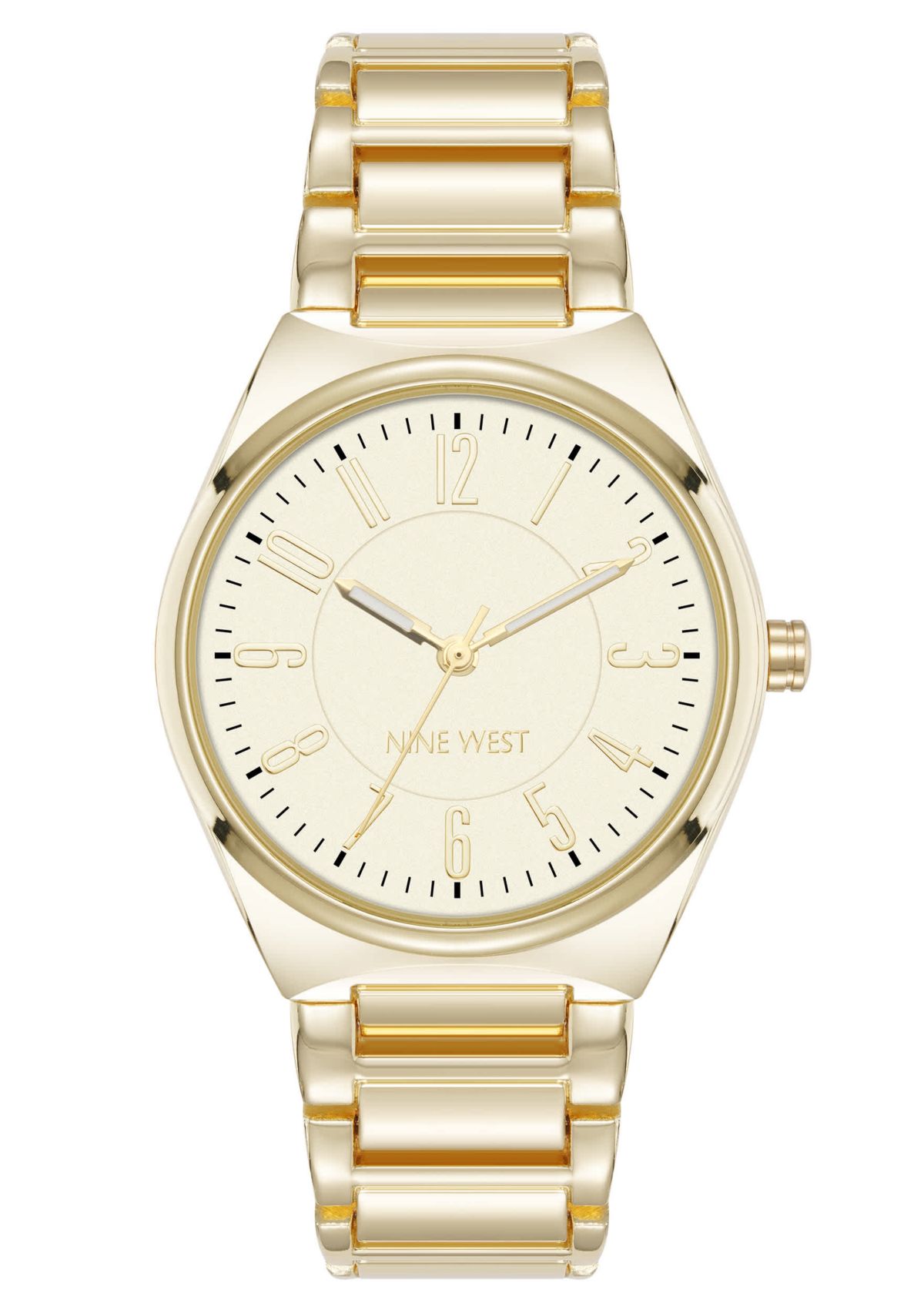 Quartz Round Gold-tone Metal Alloy Link Bracelet Watch