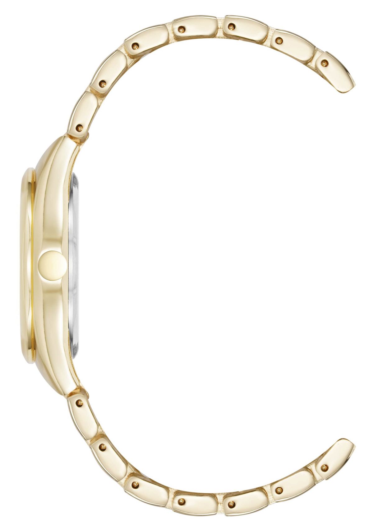 Quartz Round Gold-tone Metal Alloy Link Bracelet Watch