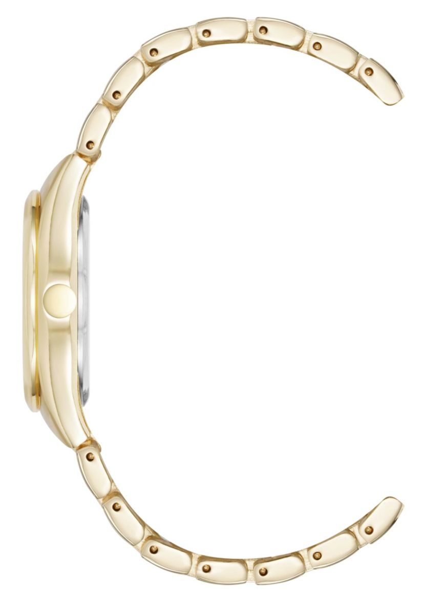 Quartz Round Gold-tone Metal Alloy Link Bracelet Watch