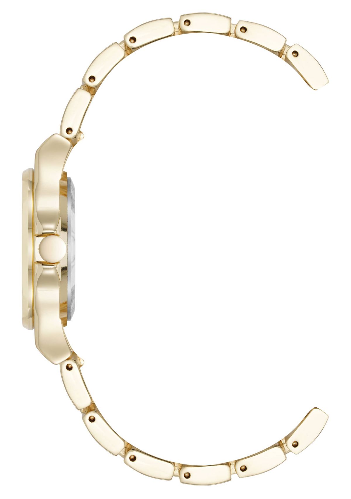 Womens Round Gold-tone Metal Alloy Link Bracelet Watch