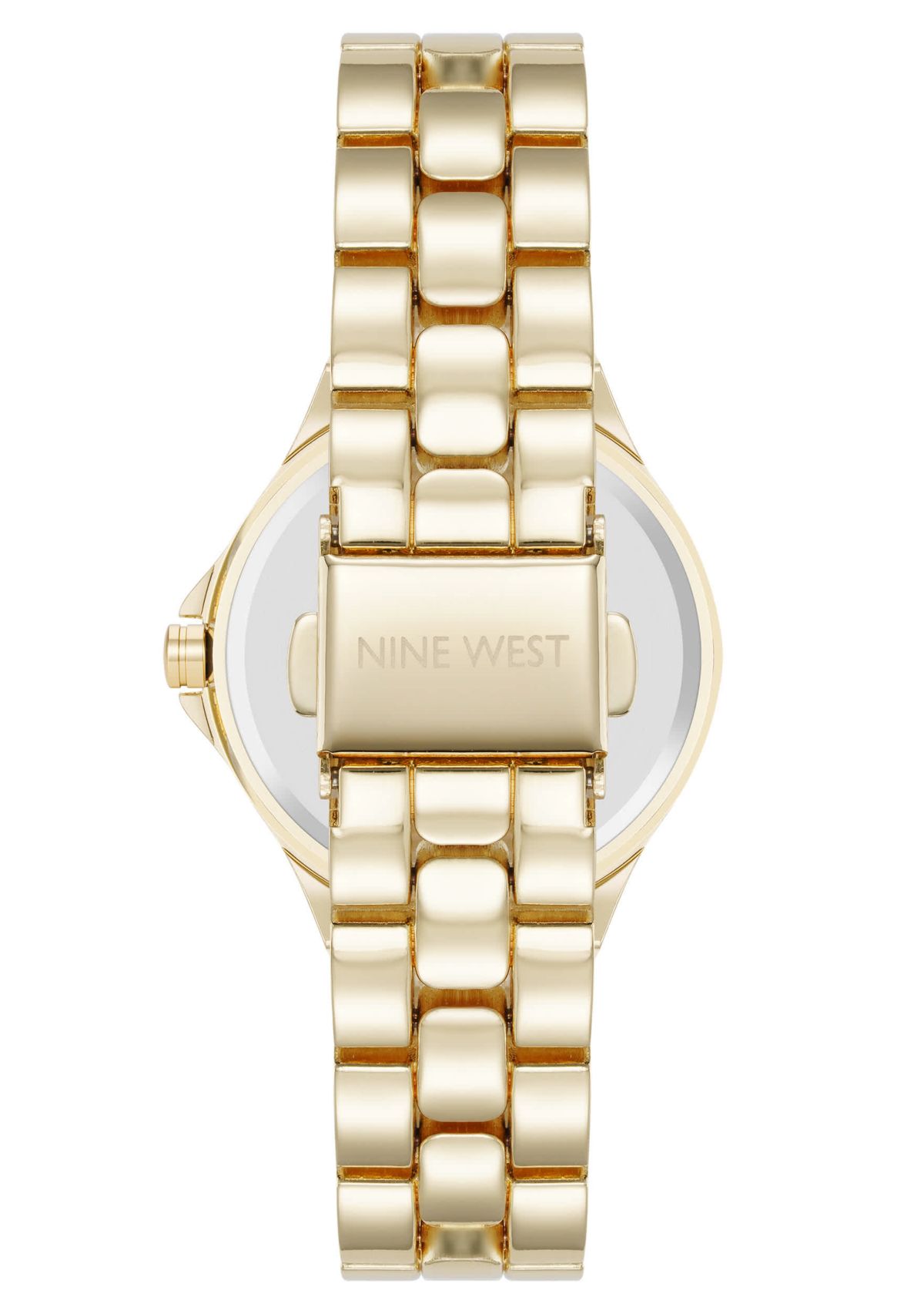 Womens Round Gold-tone Metal Alloy Link Bracelet Watch