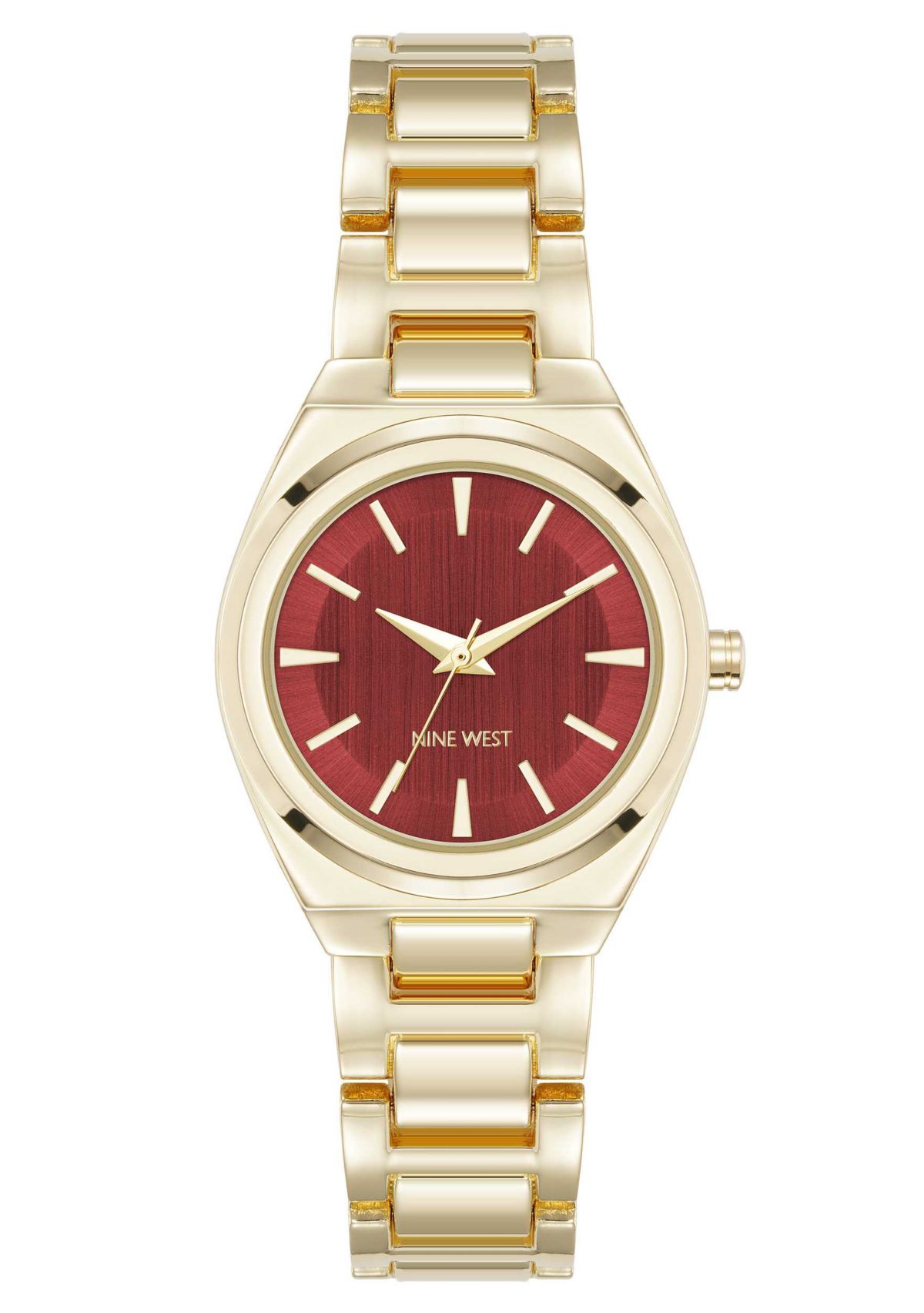 Womens Round Gold-tone Metal Alloy Link Bracelet Watch