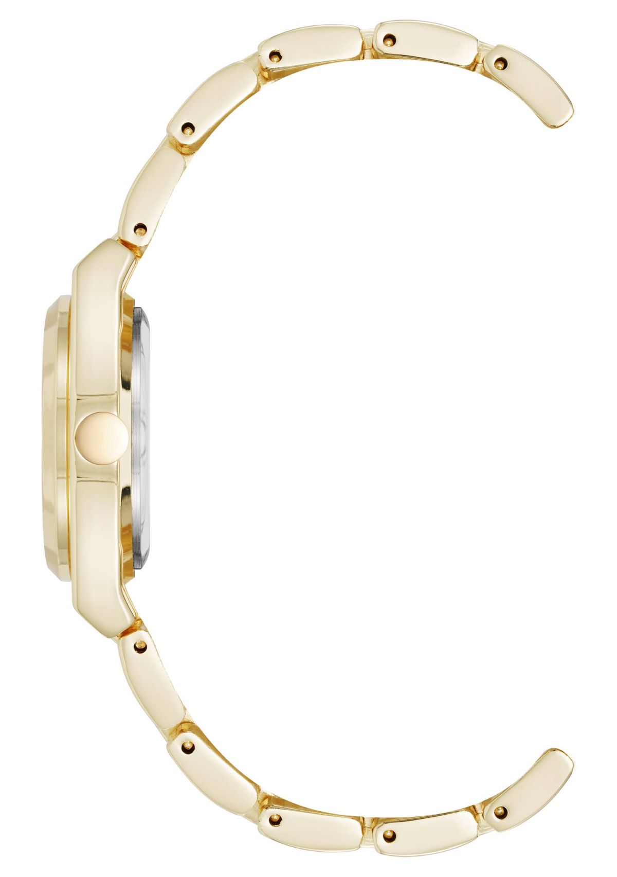 Womens Round Gold-tone Metal Alloy Link Bracelet Watch