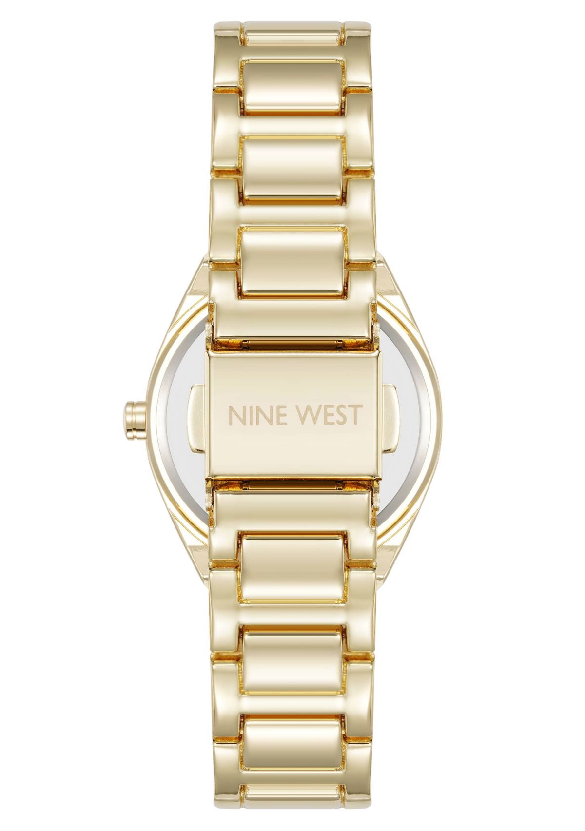 Womens Round Gold-tone Metal Alloy Link Bracelet Watch