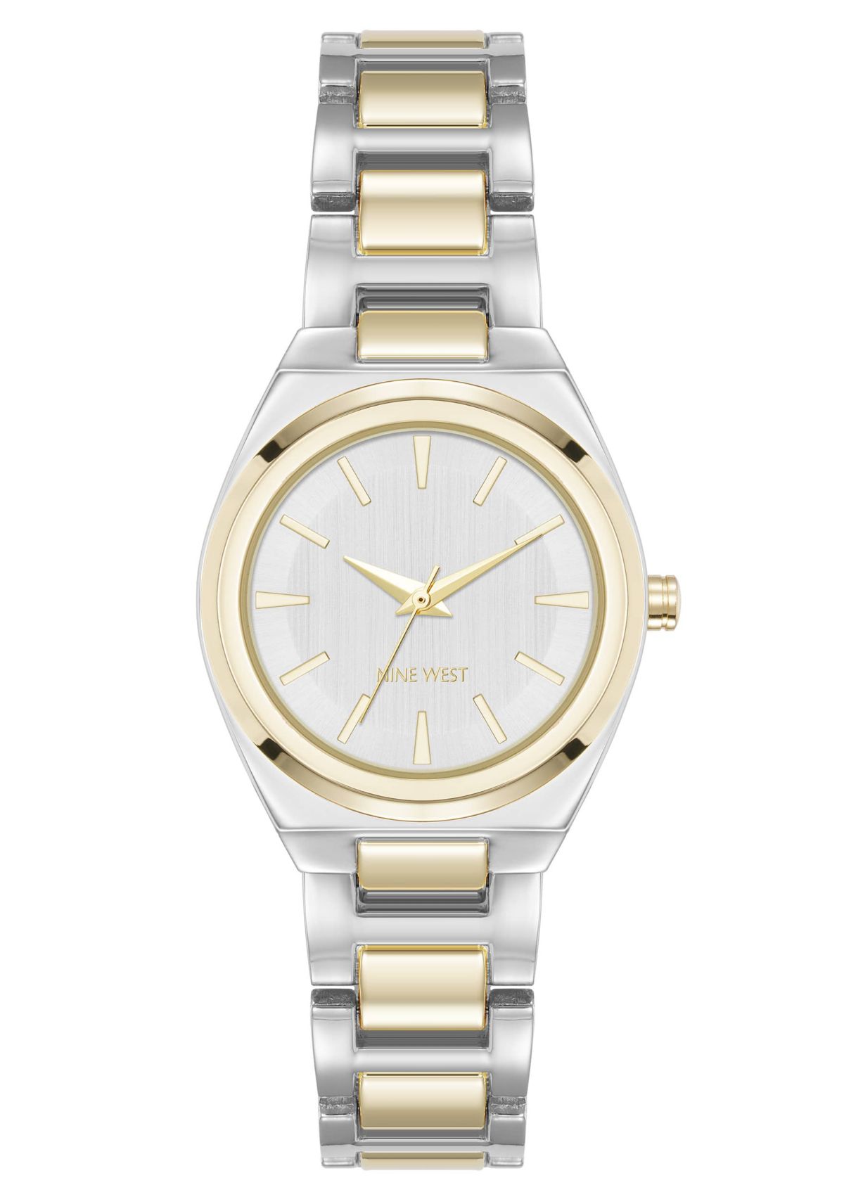 Womens Round Two-tone Metal Alloy Link Bracelet Watch