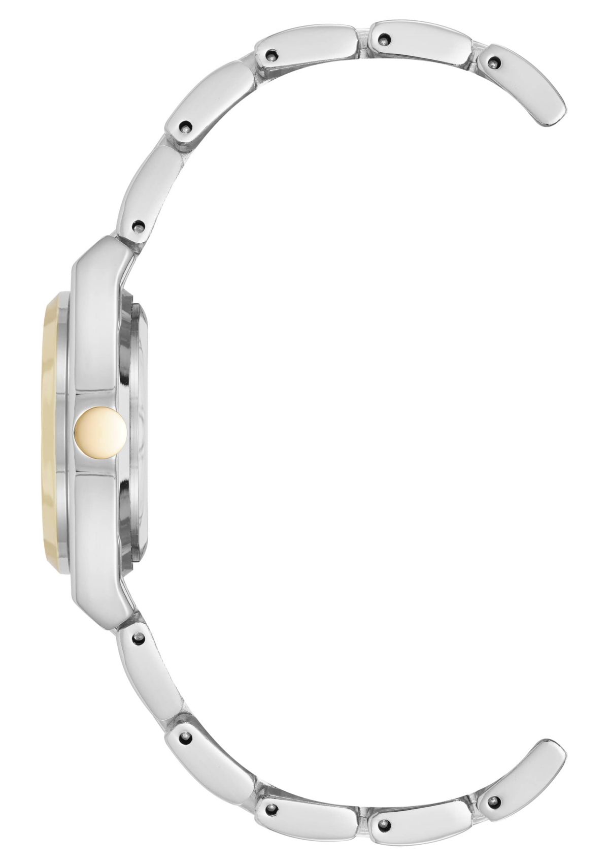 Womens Round Two-tone Metal Alloy Link Bracelet Watch