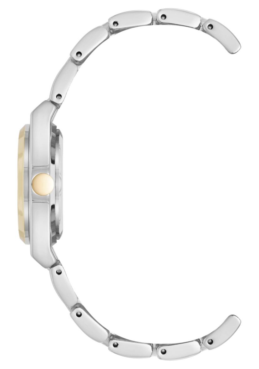 Womens Round Two-tone Metal Alloy Link Bracelet Watch