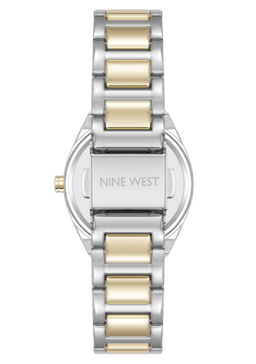 Womens Round Two-tone Metal Alloy Link Bracelet Watch