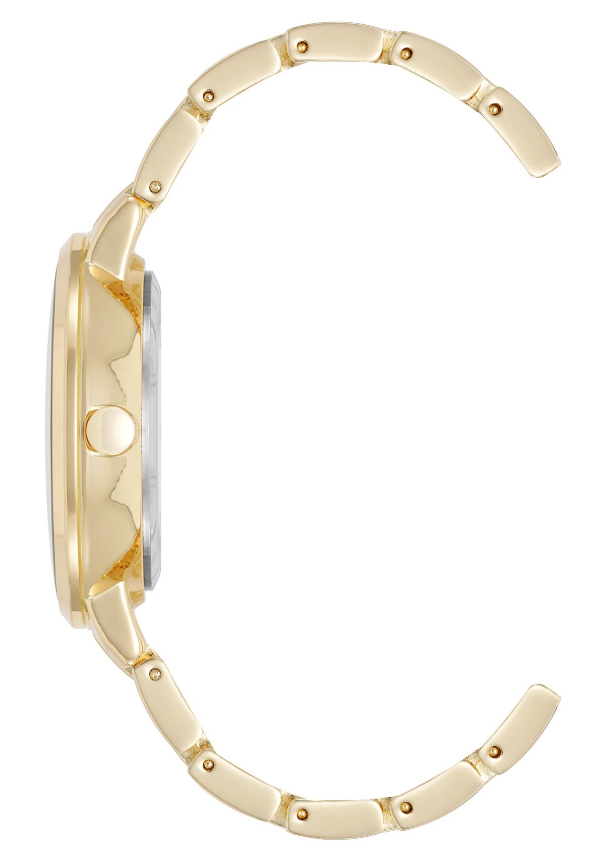Womens Round Gold-tone Metal Alloy Link Bracelet Watch