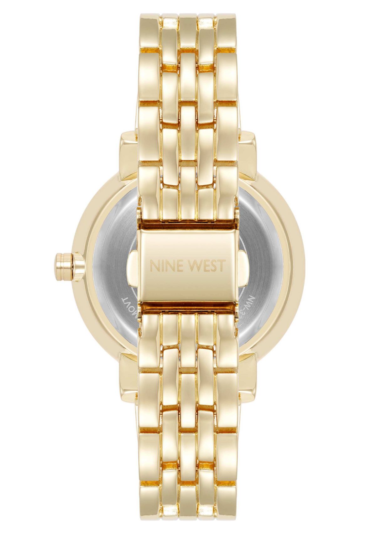 Womens Round Gold-tone Metal Alloy Link Bracelet Watch