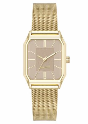 Nine West Women\'s Brown Analog Genuine Crystal Accented Strap Octagonal Watch Amazon.com: Nine West Women main image 2