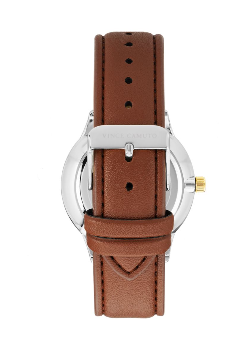 Quartz Vintage Brown Leather Band with Green Dial Watch