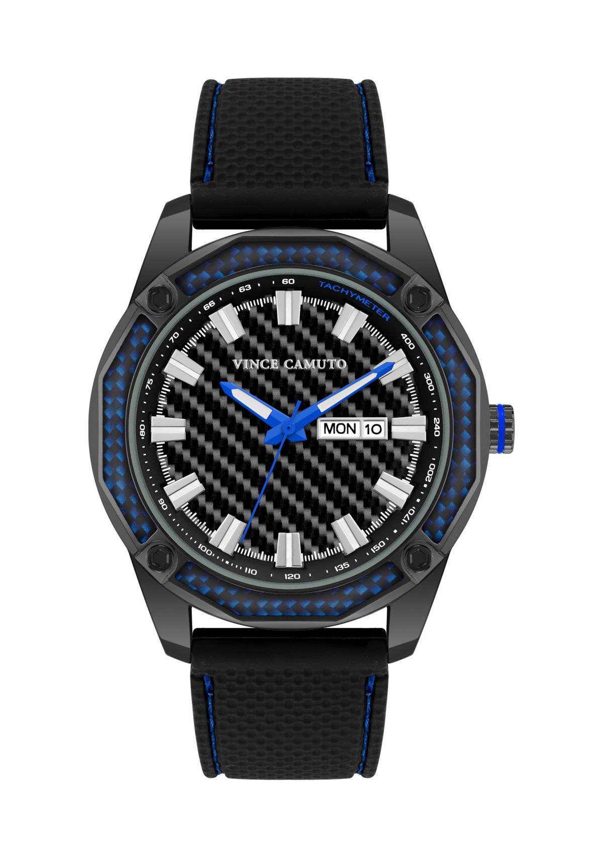 Quartz Textured Silicone and Metal Alloy Watch