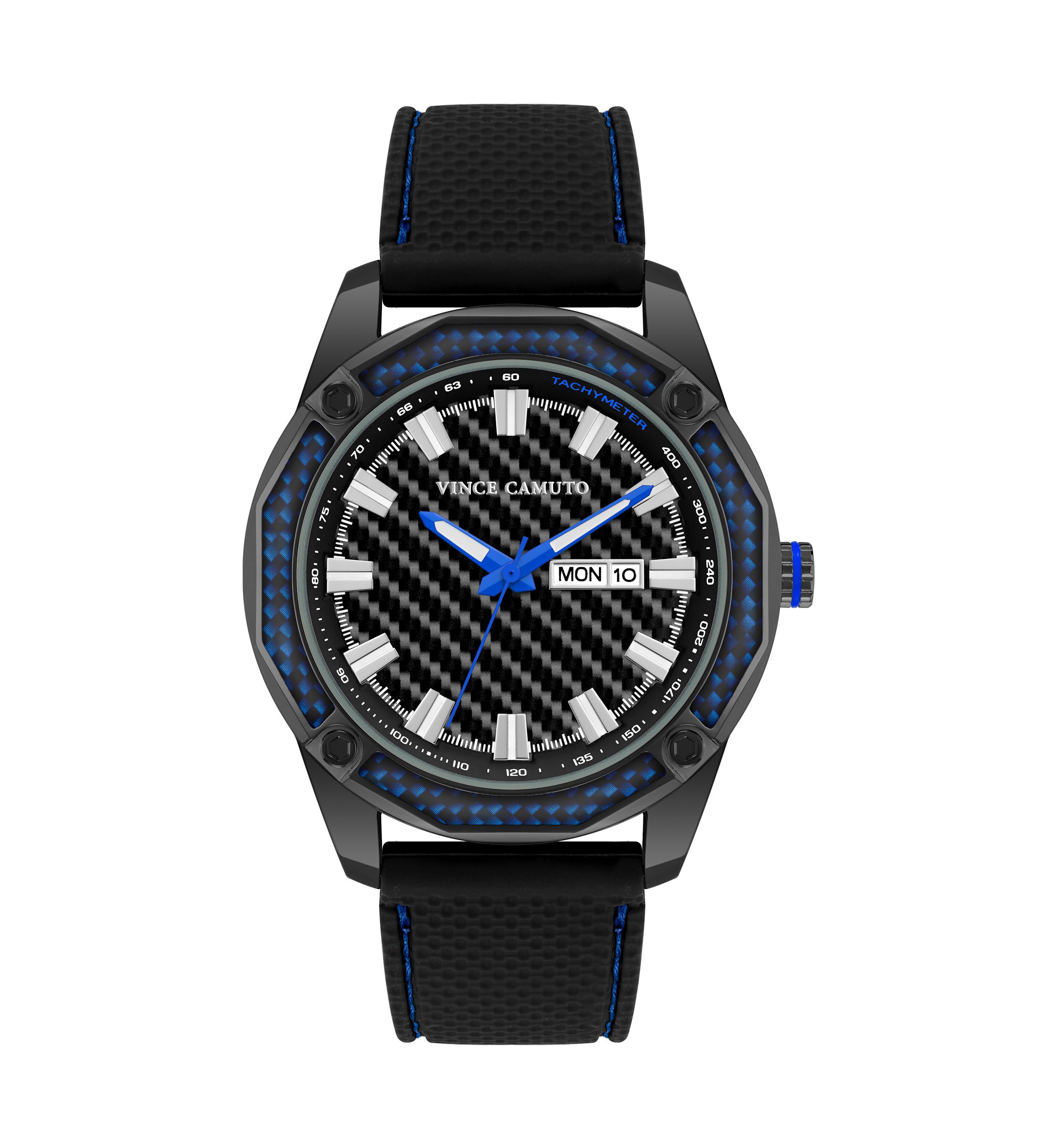 Quartz Textured Silicone and Metal Alloy Watch
