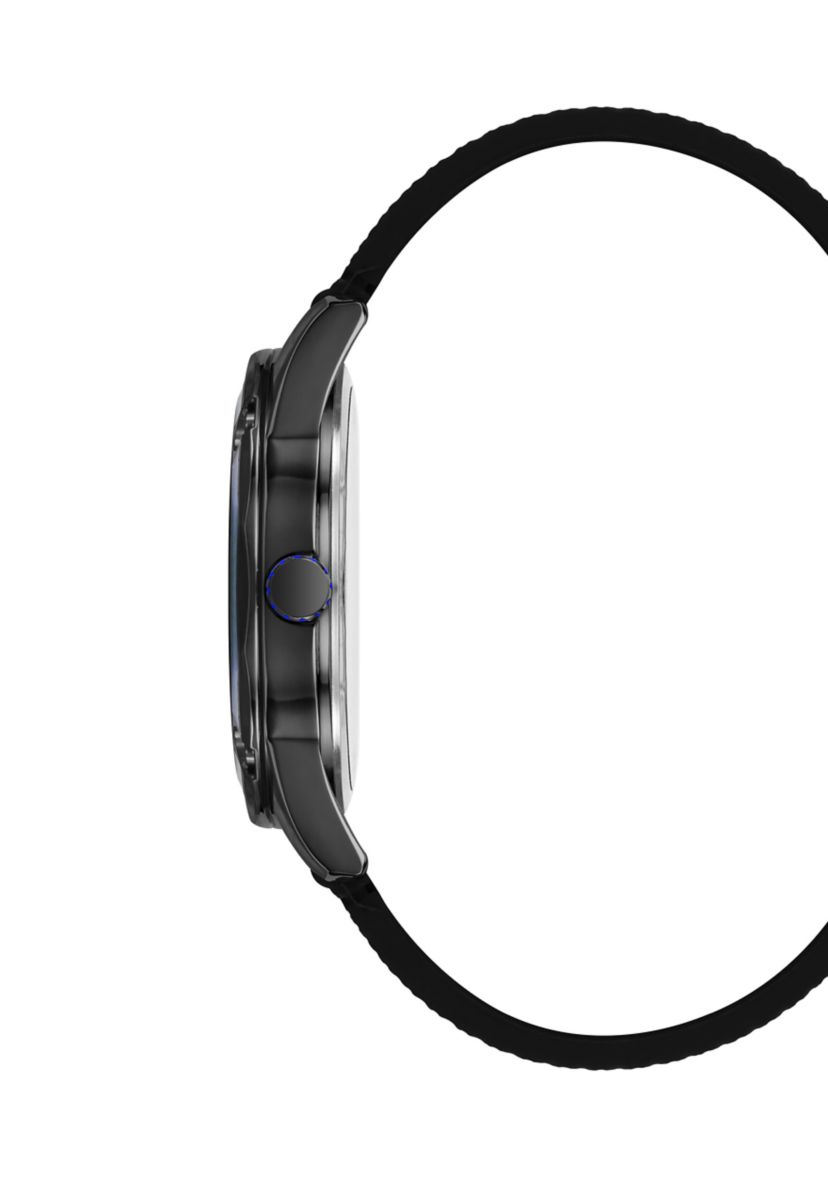 Quartz Textured Silicone and Metal Alloy Watch