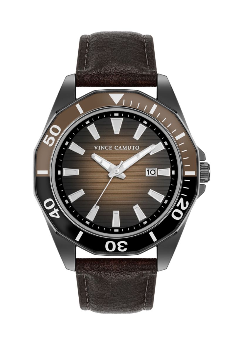 Quartz Essential Dark Brown Leather Band Watch