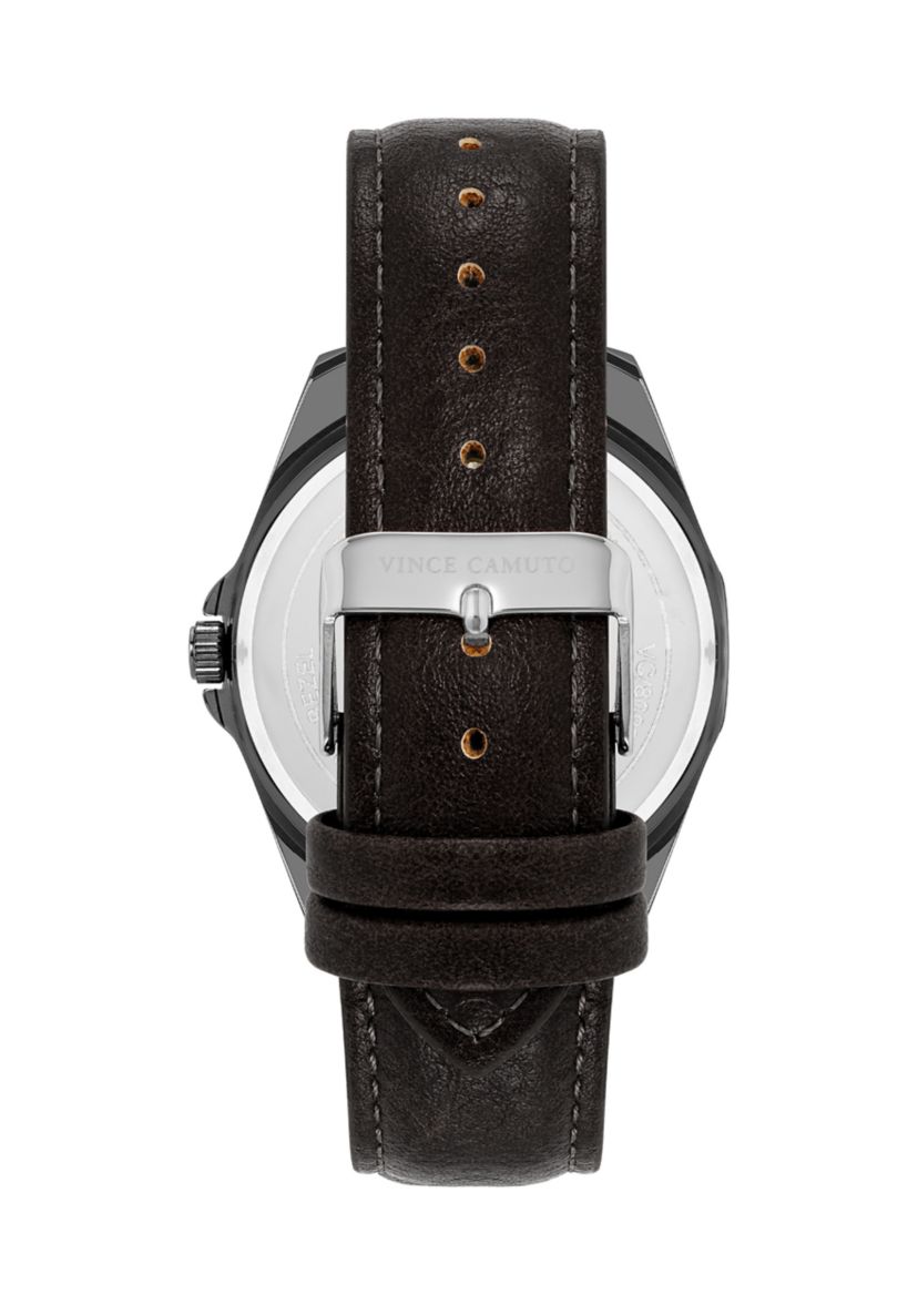 Quartz Essential Dark Brown Leather Band Watch