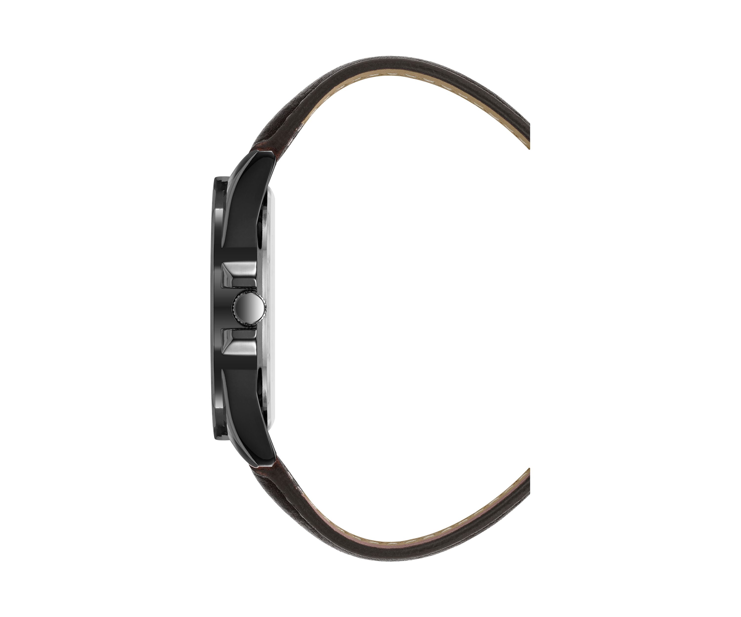 Quartz Essential Dark Brown Leather Band Watch