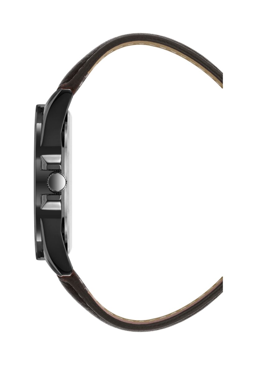 Quartz Essential Dark Brown Leather Band Watch