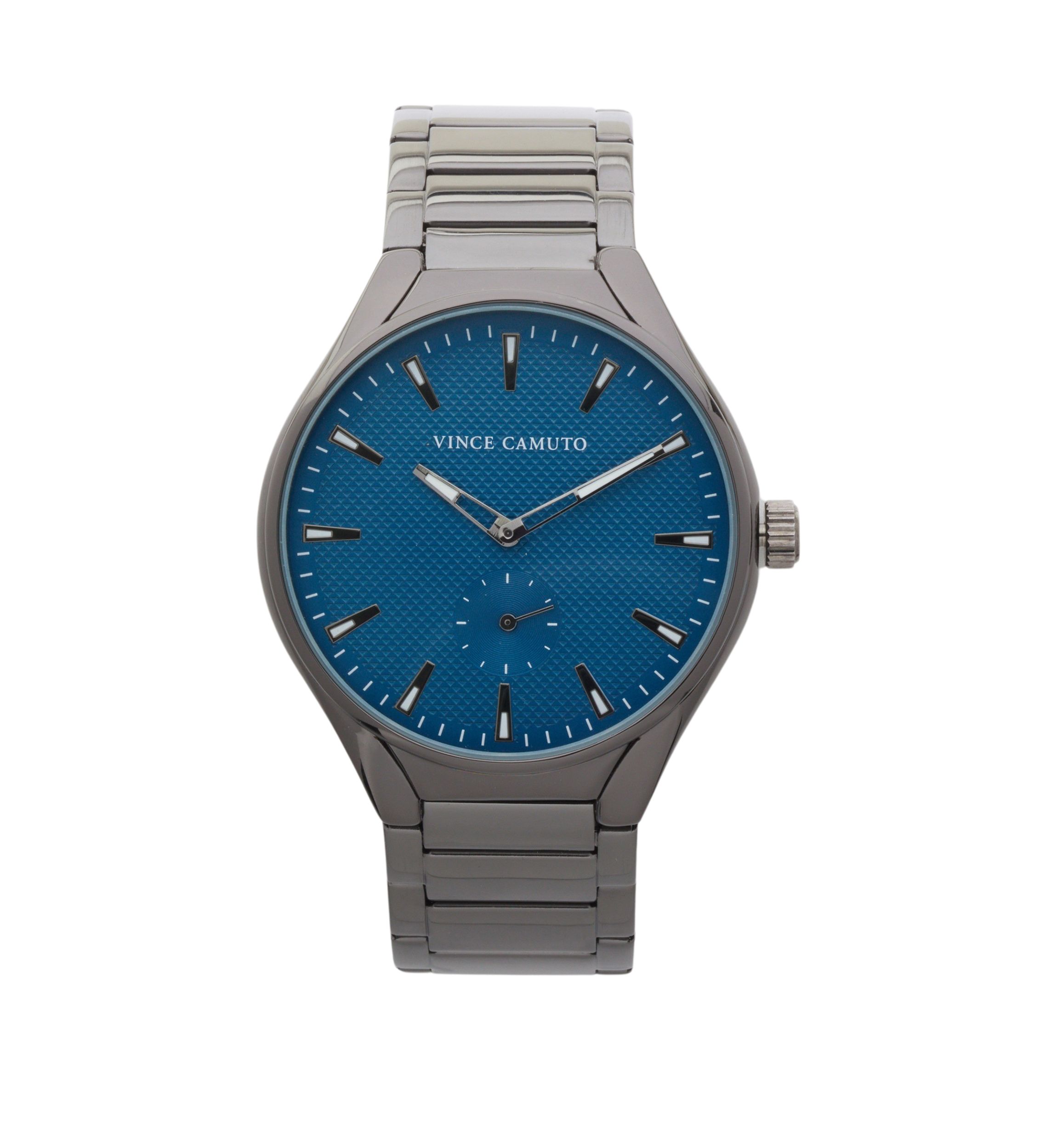 Dark Gray Metal Band Watch with Blue Dial 