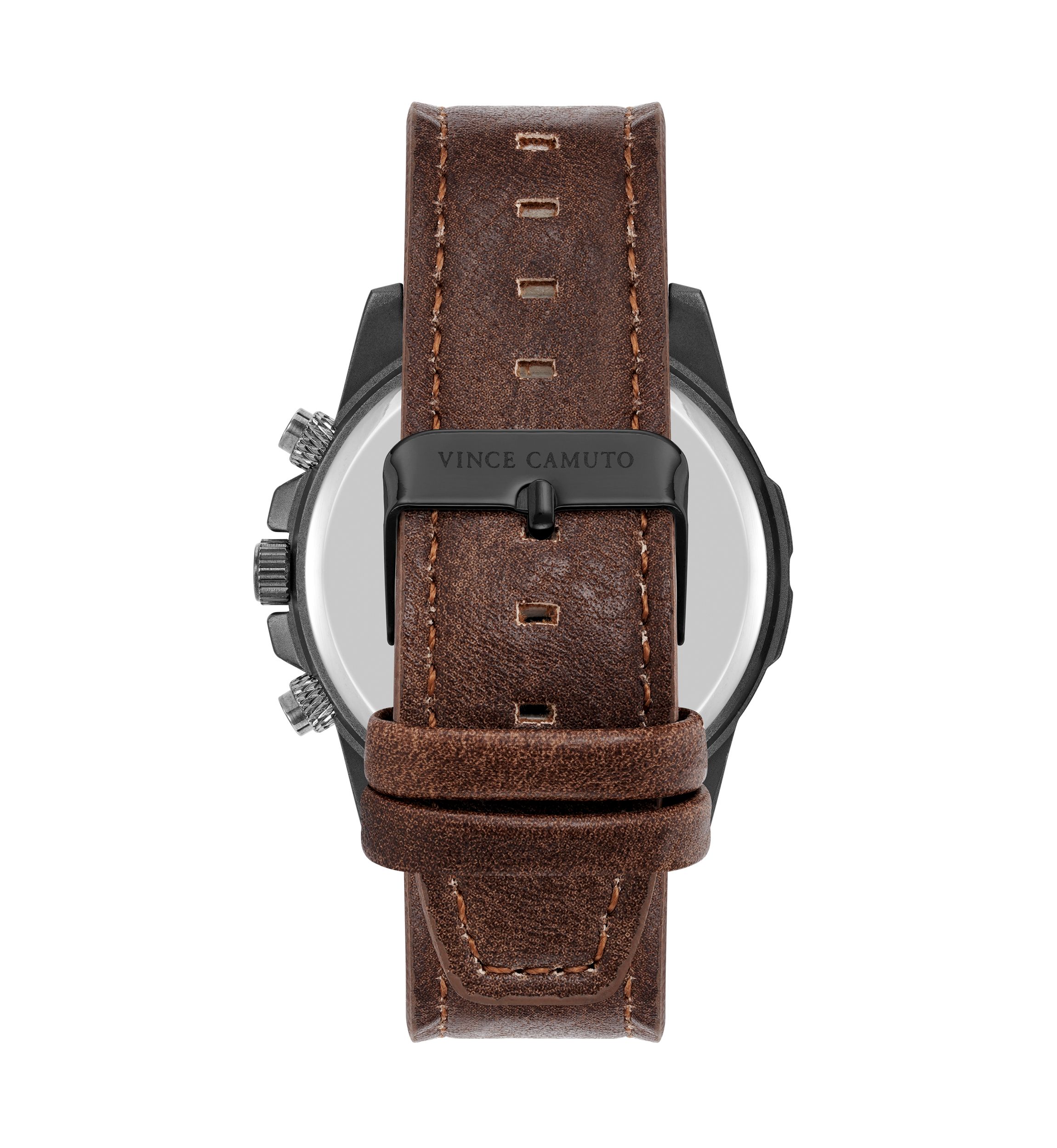 Quartz Rugged Brown PU Leather with Navy Dial Watch