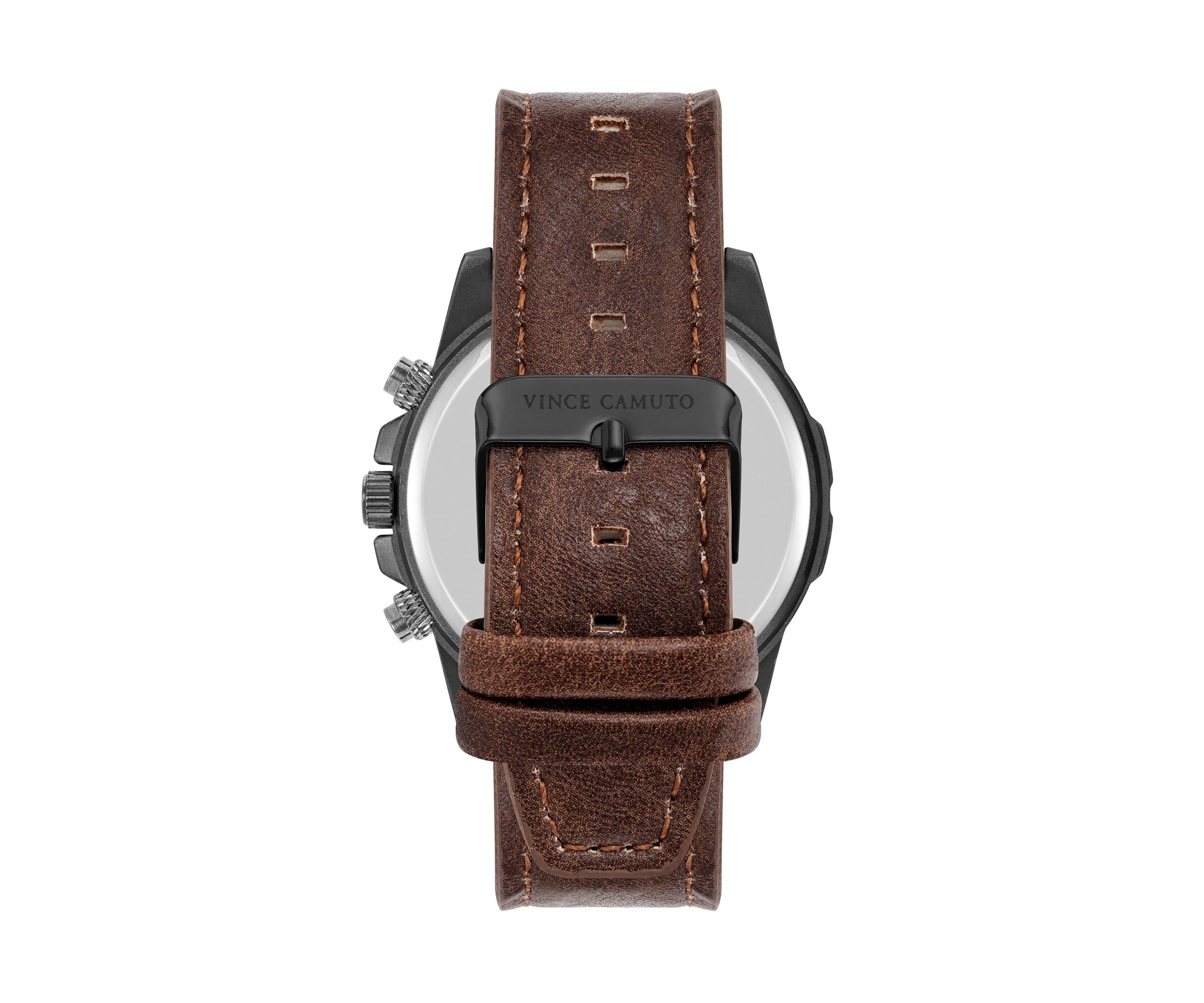 Quartz Rugged Brown PU Leather with Navy Dial Watch