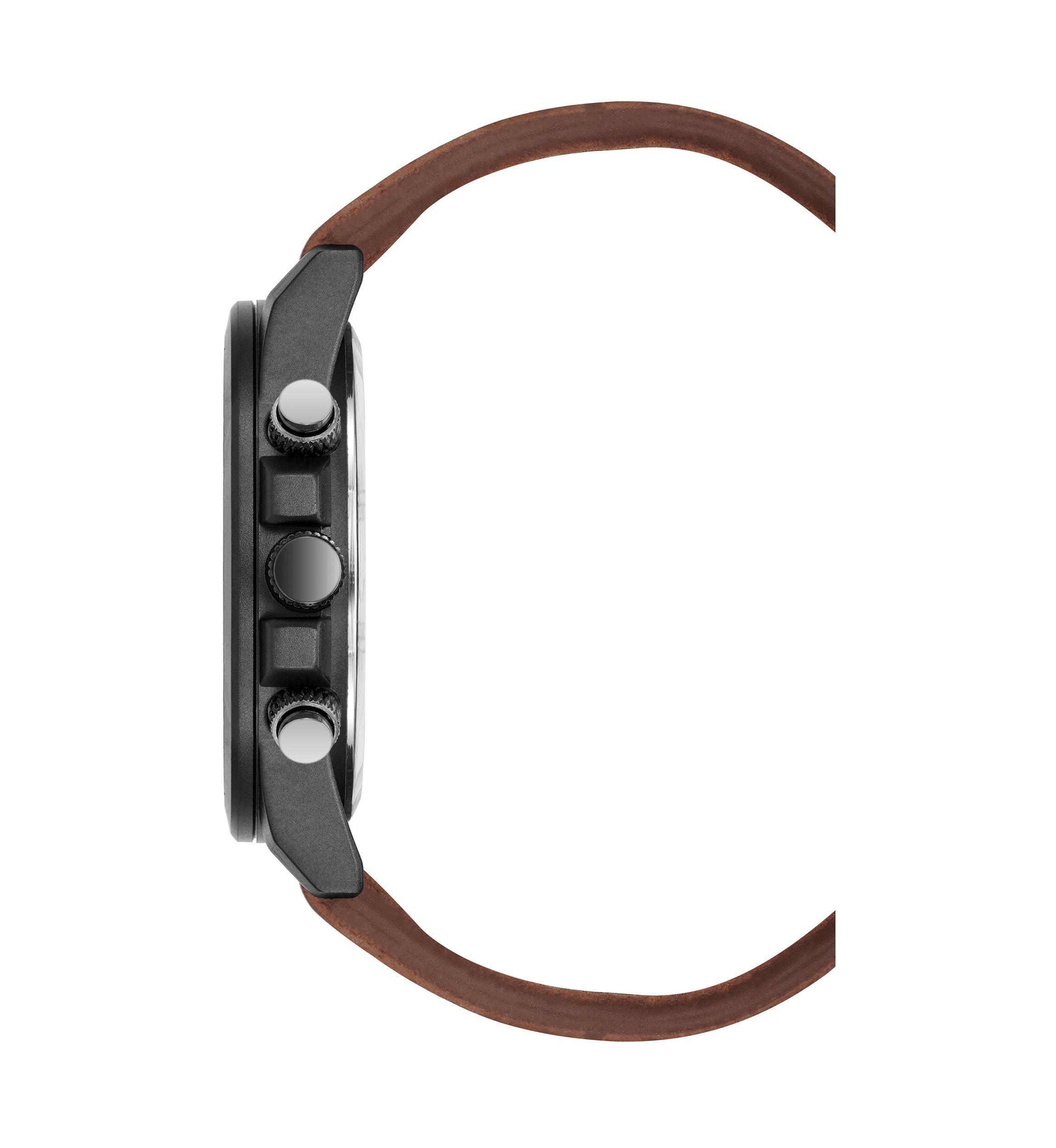 Quartz Rugged Brown PU Leather with Navy Dial Watch
