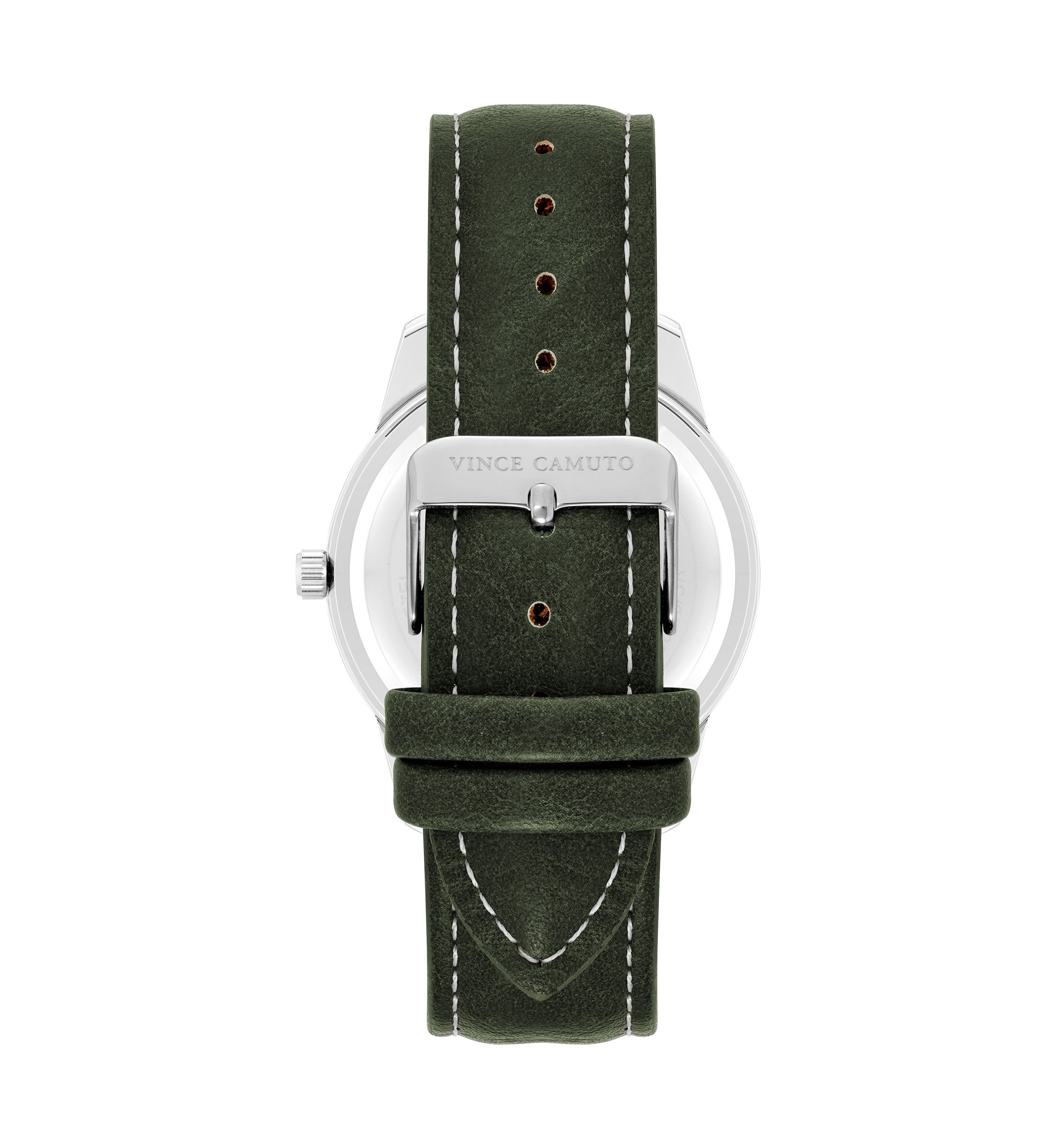 Quartz Contemporary Smooth Green Leather Band Watch