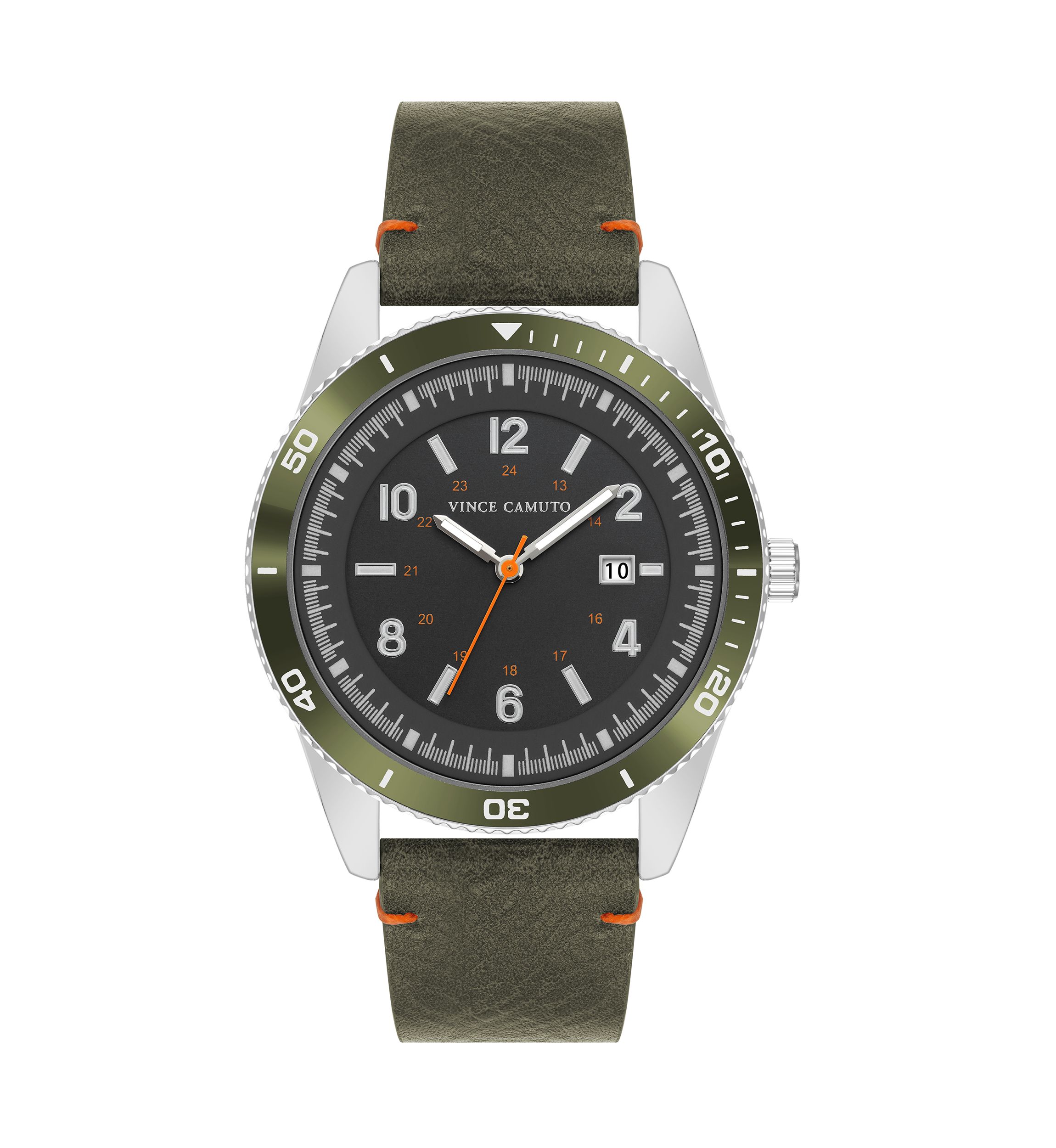 Quartz Bold Green PU Leather Band Watch