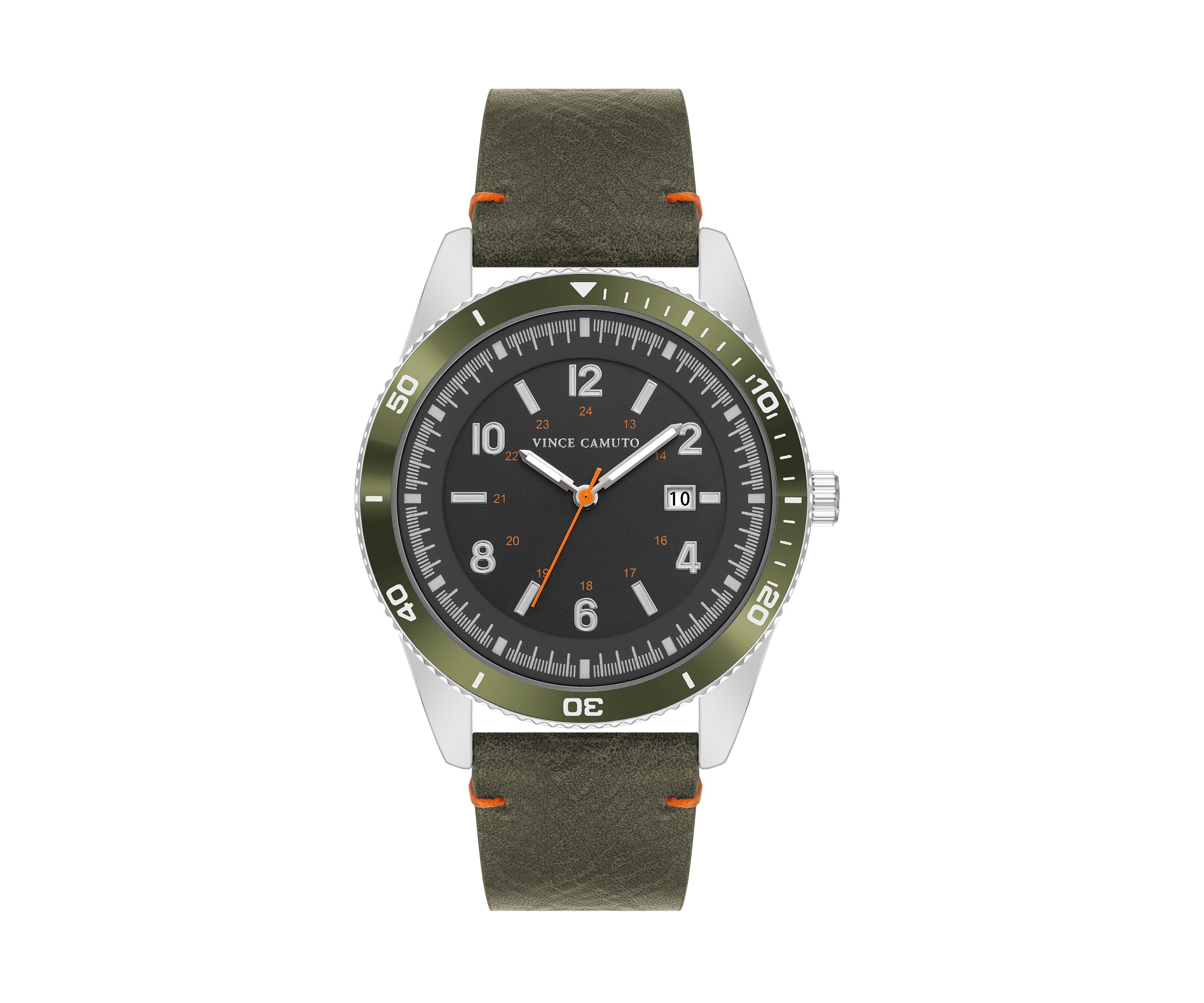 Quartz Bold Green PU Leather Band Watch