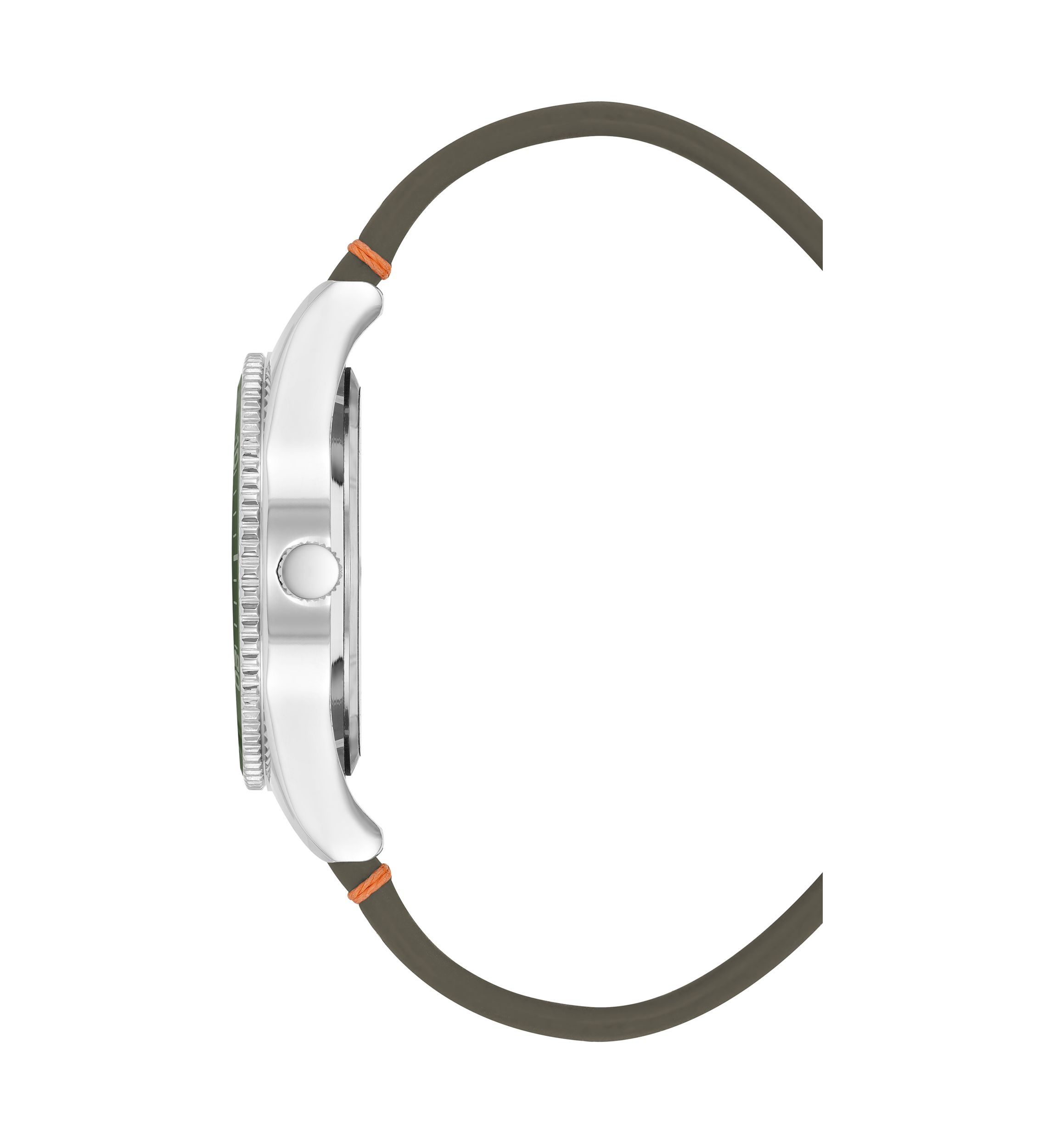Quartz Bold Green PU Leather Band Watch