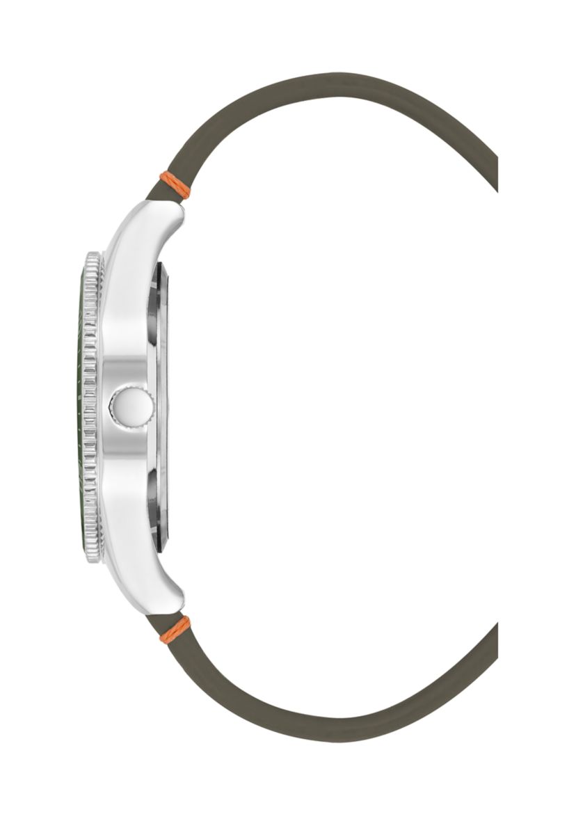 Quartz Bold Green PU Leather Band Watch