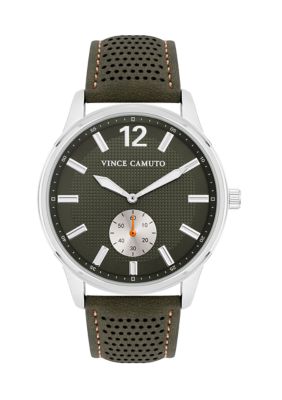 Vince Camuto Men's Quartz Sport Olive PU Leather Band Watch