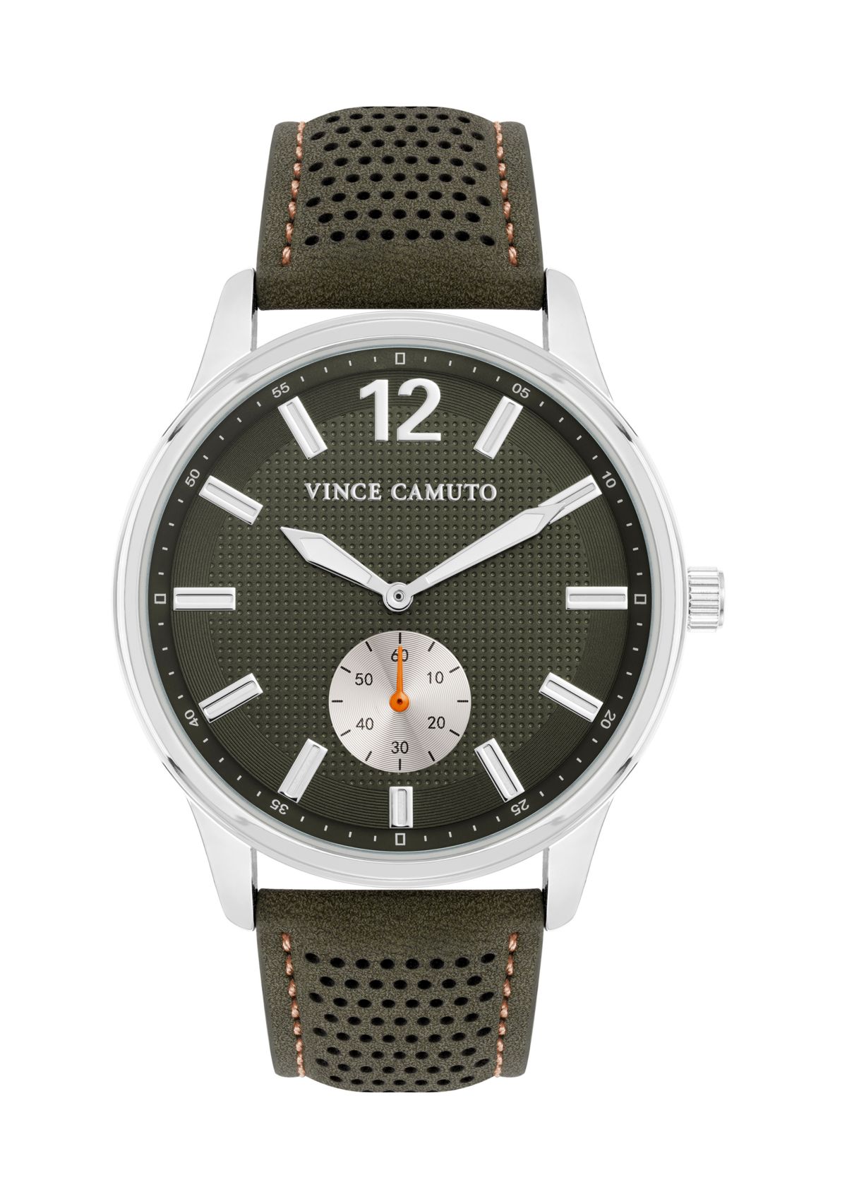 Quartz Sport Olive PU Leather Band Watch