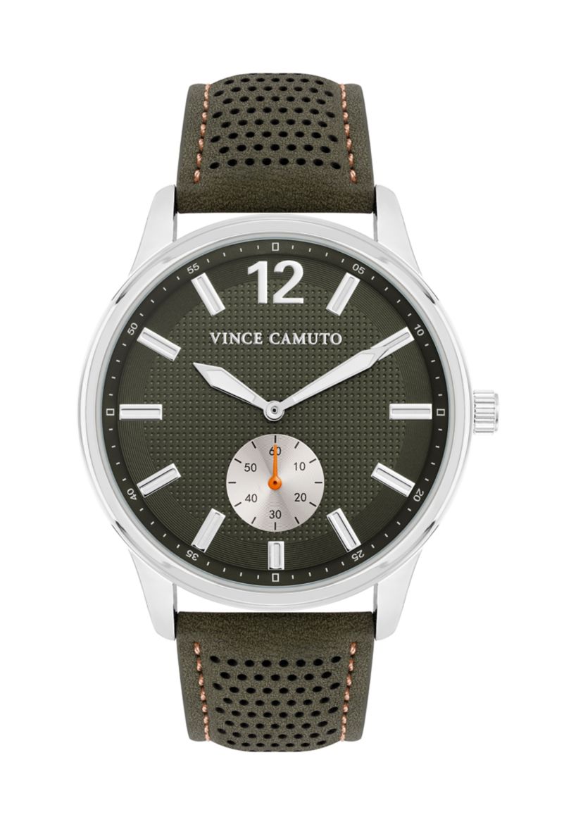 Quartz Sport Olive PU Leather Band Watch