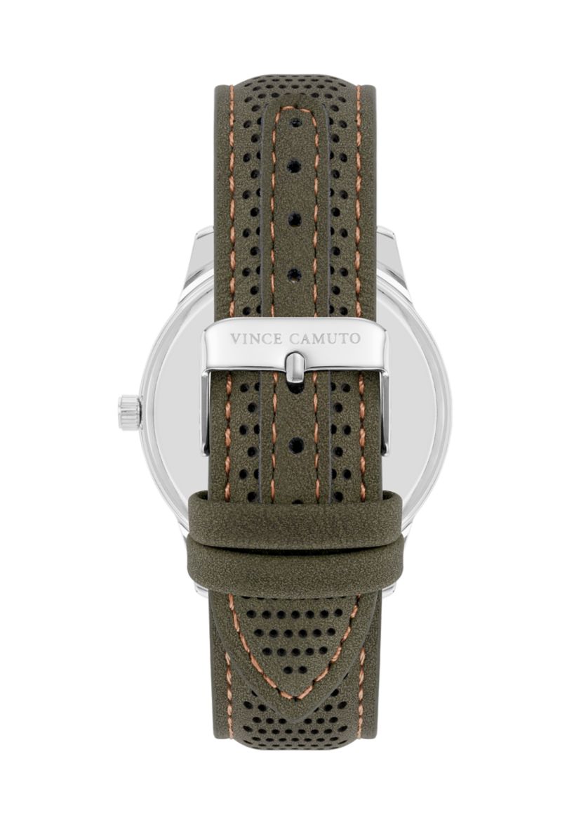 Quartz Sport Olive PU Leather Band Watch