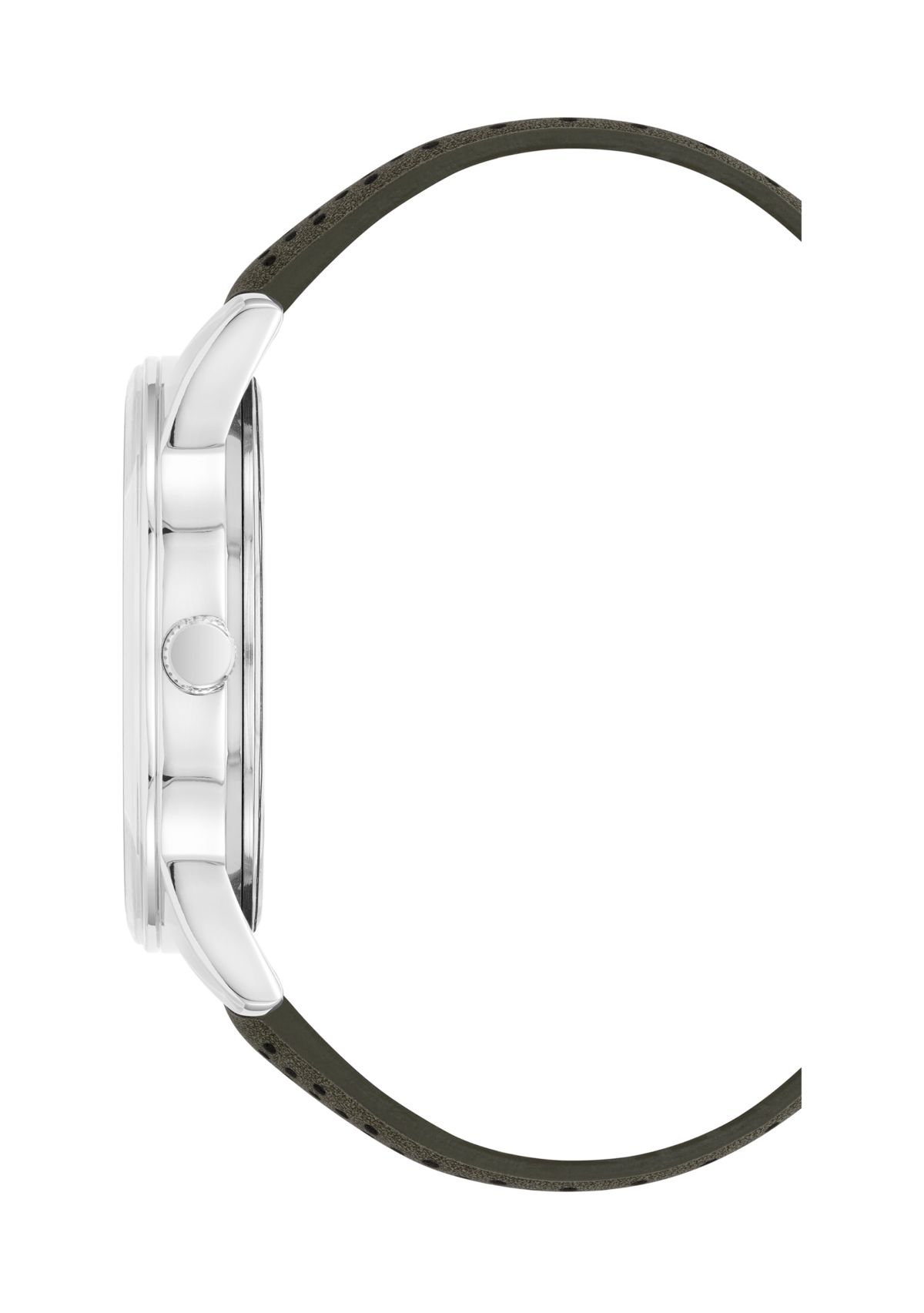 Quartz Sport Olive PU Leather Band Watch