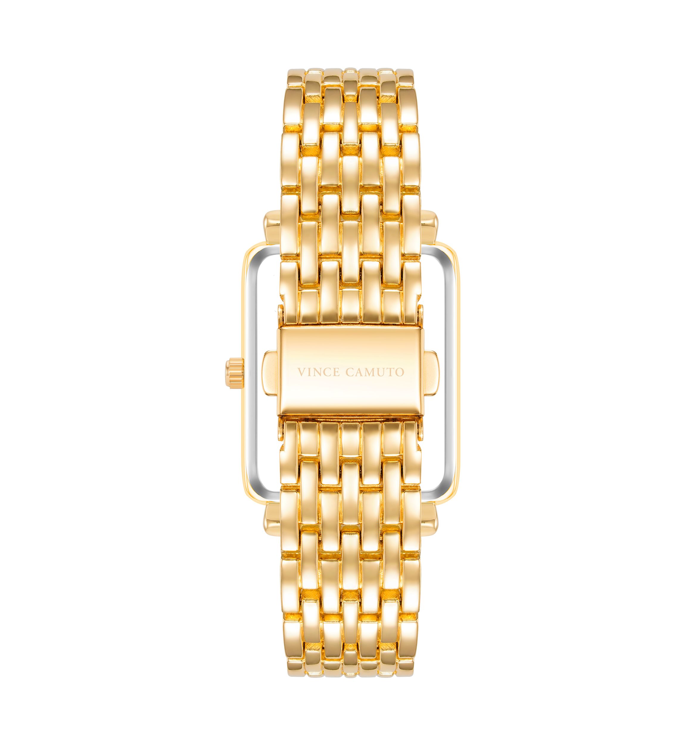 Quartz Gold-Tone Metal Alloy Crystal Bezel Watch