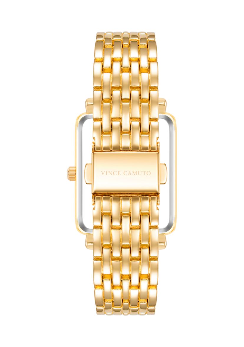Quartz Gold-Tone Metal Alloy Crystal Bezel Watch