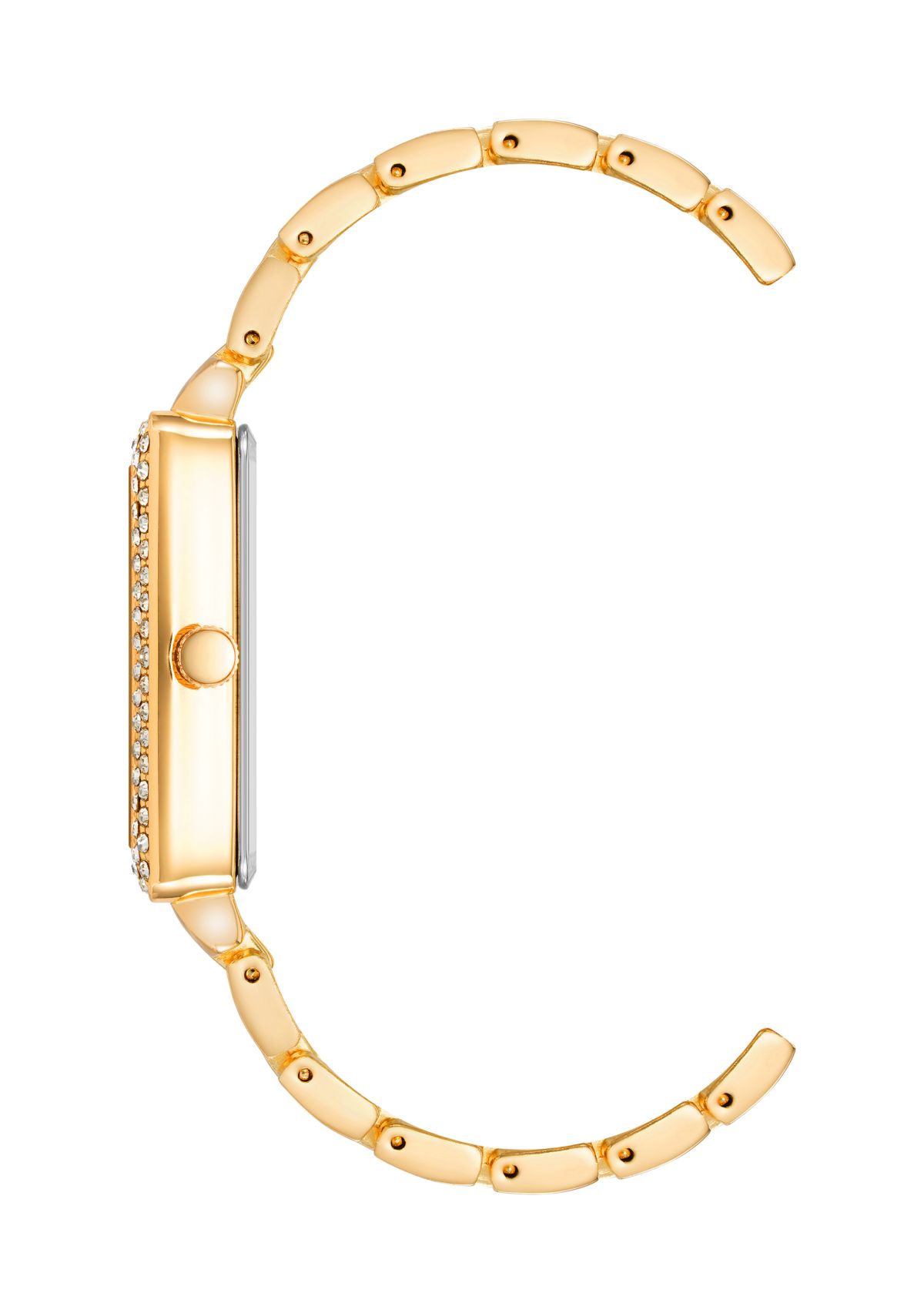 Quartz Gold-Tone Metal Alloy Crystal Bezel Watch